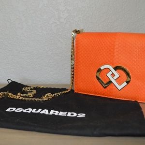 DSquared2 Small Orange Snake Skin Crossbody bag